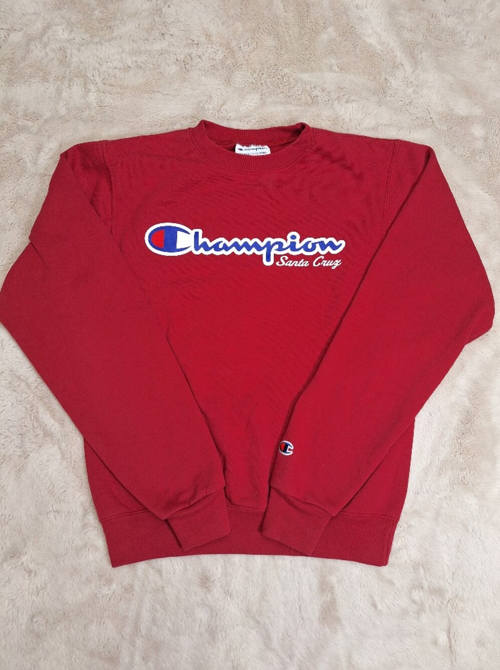 Champion Unisex XS Red Script Logo Sweatshirt Crewneck